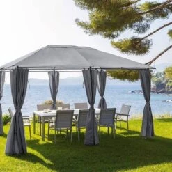 Rideaux Pour Tonnelle Santorini Et Thira Ardoise 8 Rideaux Pour Tonnelle Santorini Et Thira Ardoise -Maison du jardin Magasin 00W004829D