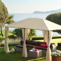 Rideaux Pour Tonnelle Santorini Écru 8 Rideaux Pour Tonnelle Santorini Écru -Maison du jardin Magasin 00W004830D