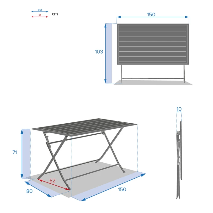 Table De Jardin Pliante Rectangulaire Azua Graphite 5 Table De Jardin Pliante Rectangulaire Azua Graphite – Image 5