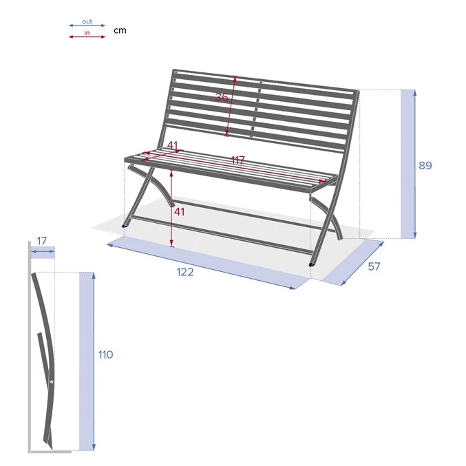 Banc De Jardin Pliant Olbia Graphite 5 Banc De Jardin Pliant Olbia Graphite – Image 5