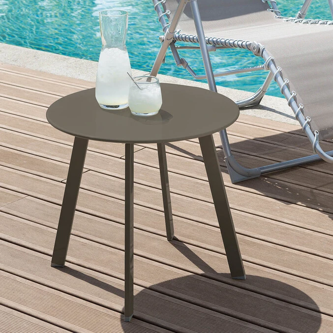 Table D'appoint De Jardin Ronde Saona Tonka Mat 1 Table D'appoint De Jardin Ronde Saona Tonka Mat