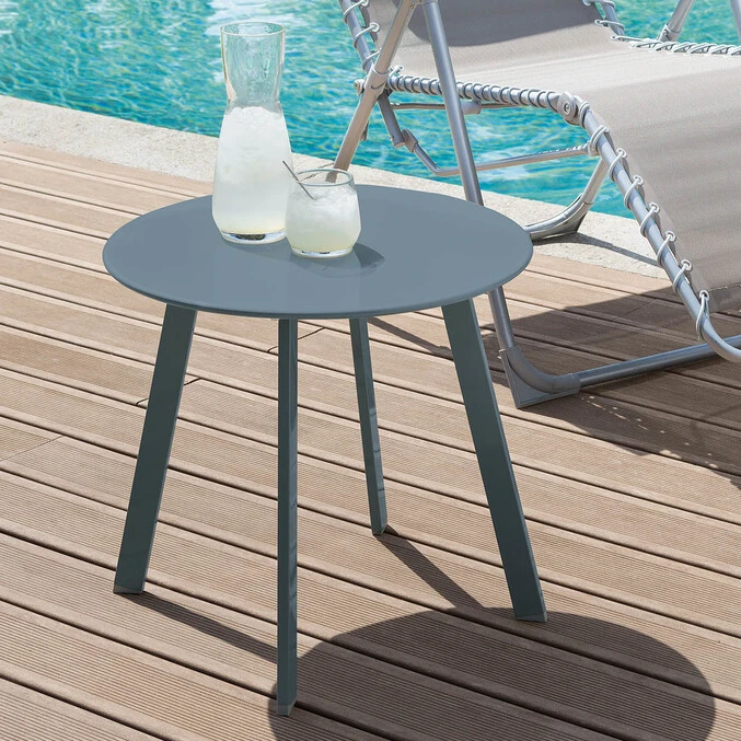 Table D'appoint De Jardin Ronde Saona Bleu Canard Mat 1 Table D'appoint De Jardin Ronde Saona Bleu Canard Mat