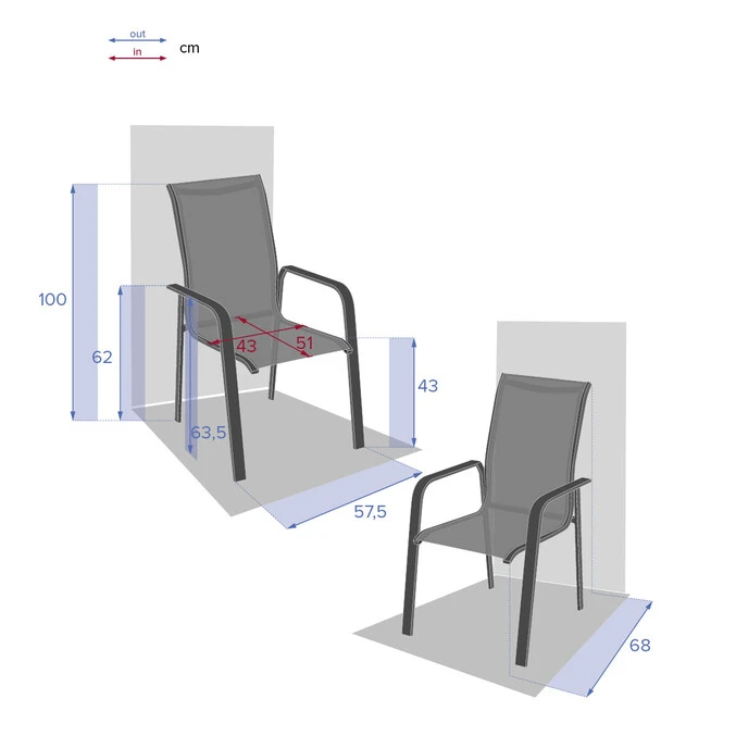 Fauteuil De Jardin Haut Empilable Essio Anthracite & Graphite 4 Fauteuil De Jardin Haut Empilable Essio Anthracite & Graphite – Image 4
