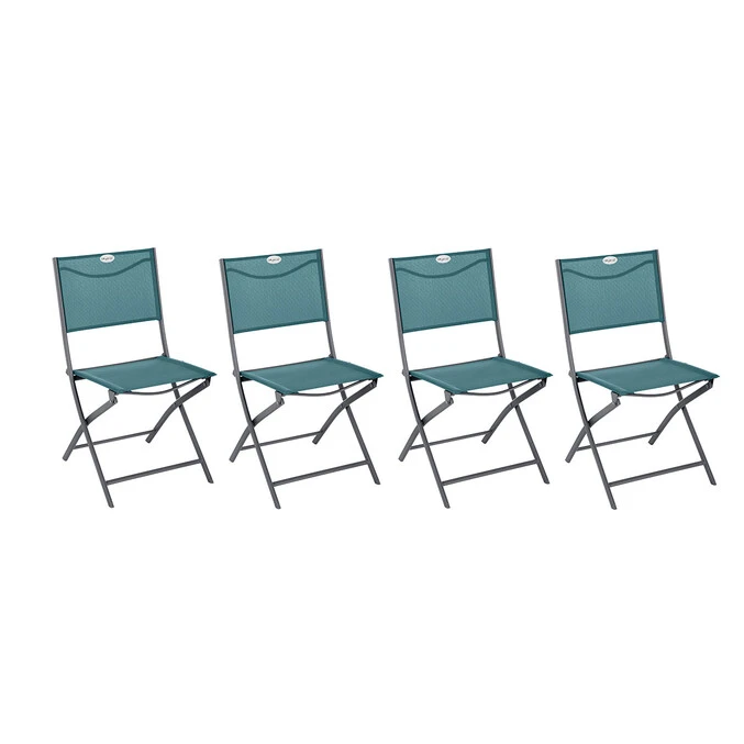 Lot De 4 Chaises De Jardin Pliantes Modula Bleu Canard & Graphite 1 Lot De 4 Chaises De Jardin Pliantes Modula Bleu Canard & Graphite