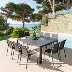 Table De Jardin Extensible Carrée Paradize Graphite 18 Table De Jardin Extensible Carrée Paradize Graphite -Maison du jardin Magasin 00W077948G