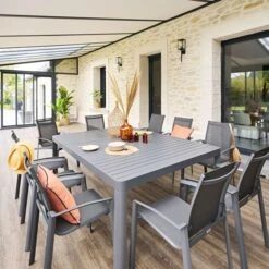 Table De Jardin Extensible Carrée Paradize Graphite 22 Table De Jardin Extensible Carrée Paradize Graphite -Maison du jardin Magasin 00W077948K