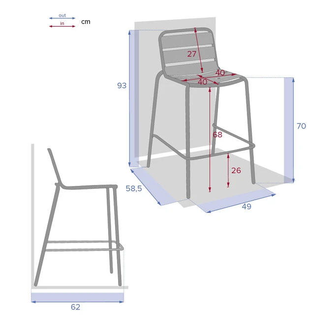 Chaise De Bar Empilable Phuket Bleu Canard 2 Chaise De Bar Empilable Phuket Bleu Canard – Image 2