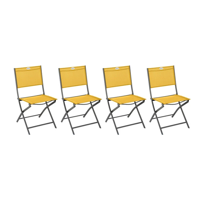 Lot De 4 Chaises De Jardin Pliantes Modula Jaune Moutarde & Graphite 1 Lot De 4 Chaises De Jardin Pliantes Modula Jaune Moutarde & Graphite