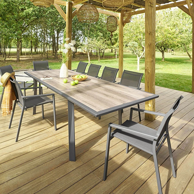 Table De Jardin Extensible Pavane Pécan & Graphite 1 Table De Jardin Extensible Pavane Pécan & Graphite