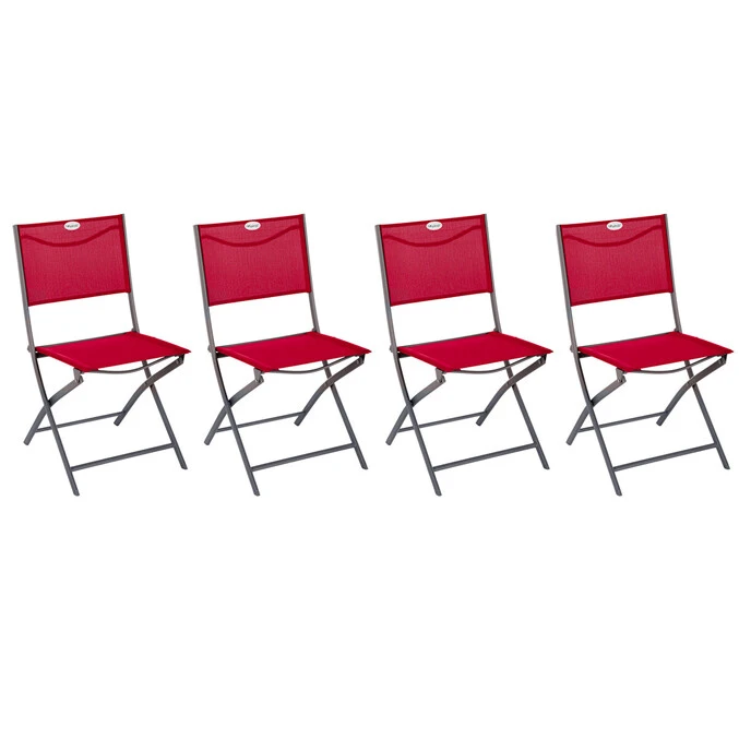 Lot De 4 Chaises De Jardin Pliantes Modula Grenade & Graphite 1 Lot De 4 Chaises De Jardin Pliantes Modula Grenade & Graphite