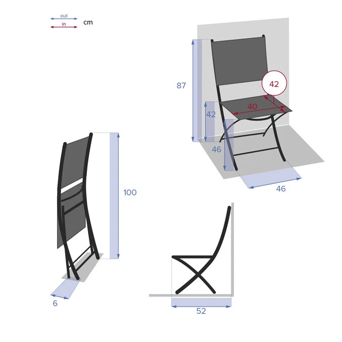 Lot De 4 Chaises De Jardin Pliantes Modula Grenade & Graphite 4 Lot De 4 Chaises De Jardin Pliantes Modula Grenade & Graphite – Image 4