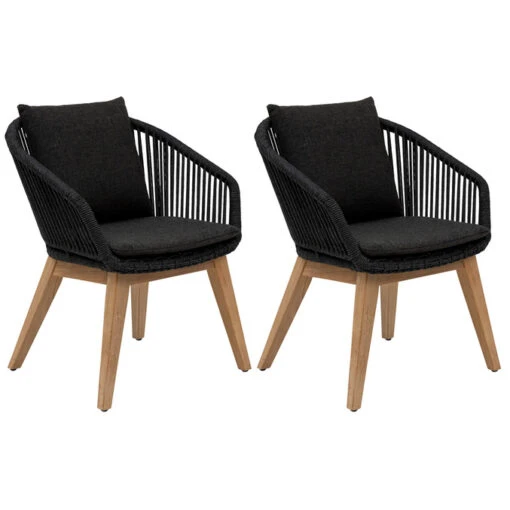 Lot De 2 Fauteuils De Jardin Batam Anthracite & Teck