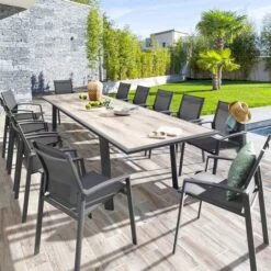Table De Jardin Extensible Pavane Graphite & Pécan