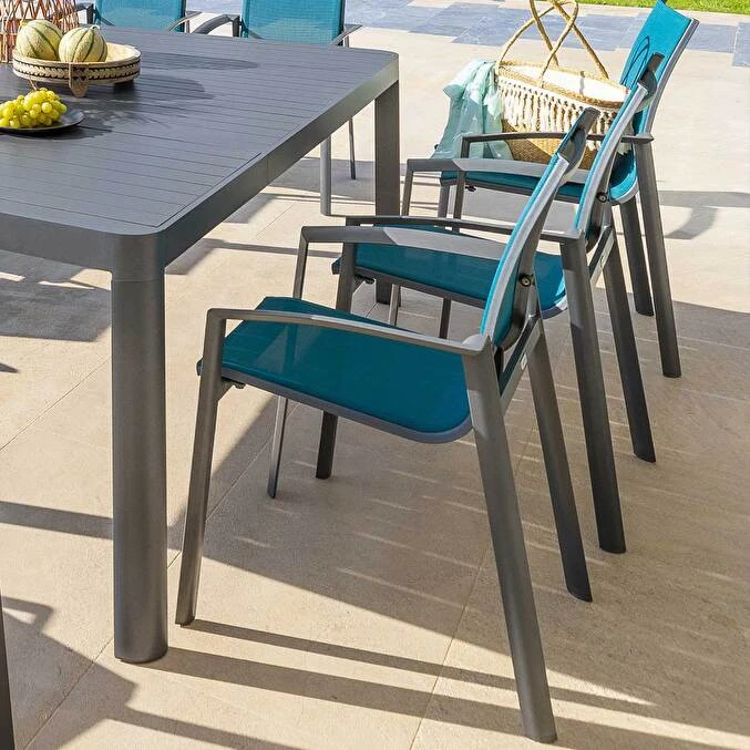 Fauteuil De Jardin Empilable Axant Bleu Canard & Graphite 1 Fauteuil De Jardin Empilable Axant Bleu Canard & Graphite