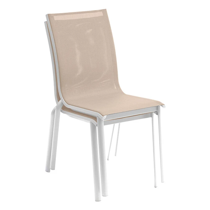 Chaise De Jardin Empilable Axant Lin & Blanc 3 Chaise De Jardin Empilable Axant Lin & Blanc – Image 3