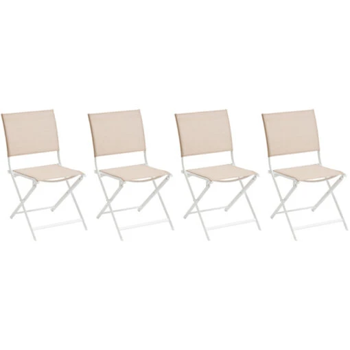 Lot De 4 Chaises De Jardin Pliantes Axant Lin & Blanc