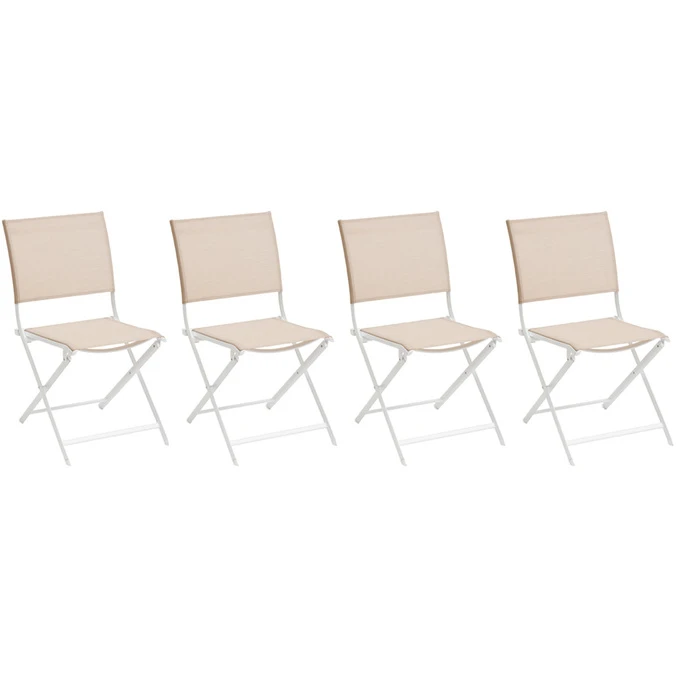 Lot De 4 Chaises De Jardin Pliantes Axant Lin & Blanc 1 Lot De 4 Chaises De Jardin Pliantes Axant Lin & Blanc