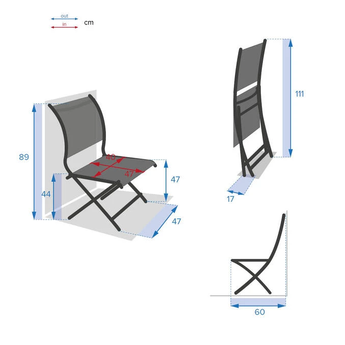 Lot De 4 Chaises De Jardin Pliantes Axant Lin & Blanc 4 Lot De 4 Chaises De Jardin Pliantes Axant Lin & Blanc – Image 4