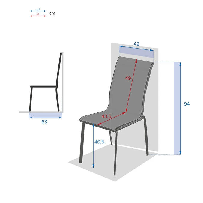 Chaise De Jardin Empilable Axant Bleu Canard & Graphite 3 Chaise De Jardin Empilable Axant Bleu Canard & Graphite – Image 3
