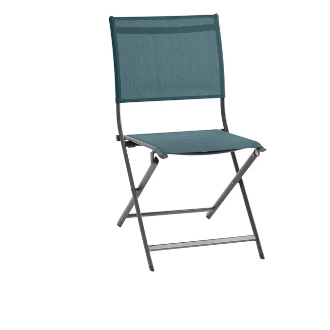 Lot De 4 Chaises De Jardin Pliantes Axant Bleu Canard & Graphite 2 Lot De 4 Chaises De Jardin Pliantes Axant Bleu Canard & Graphite – Image 2