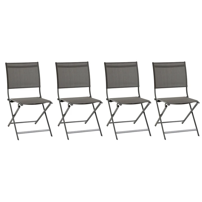 Lot De 4 Chaises De Jardin Pliantes Axant Anthracite & Graphite 1 Lot De 4 Chaises De Jardin Pliantes Axant Anthracite & Graphite