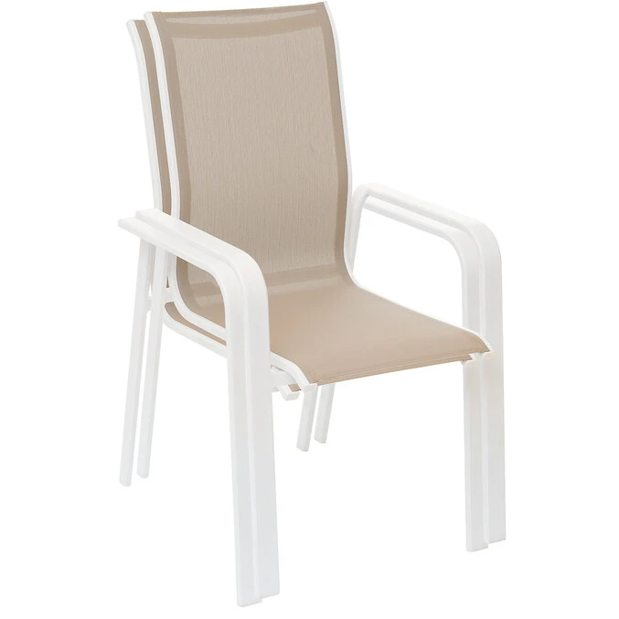 Fauteuil De Jardin Dossier Haut Empilable Essio Lin & Blanc 2 Fauteuil De Jardin Dossier Haut Empilable Essio Lin & Blanc – Image 2