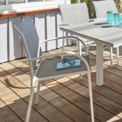 Fauteuil De Jardin Empilable Piazza Galet & Blanc