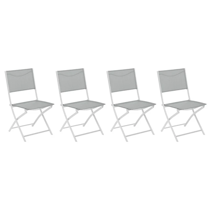 Lot De 4 Chaises De Jardin Pliantes Modula Galet & Blanc 1 Lot De 4 Chaises De Jardin Pliantes Modula Galet & Blanc
