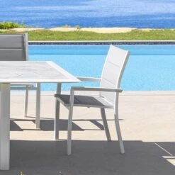 Fauteuil De Jardin Empilable Allure Glacier & Blanc