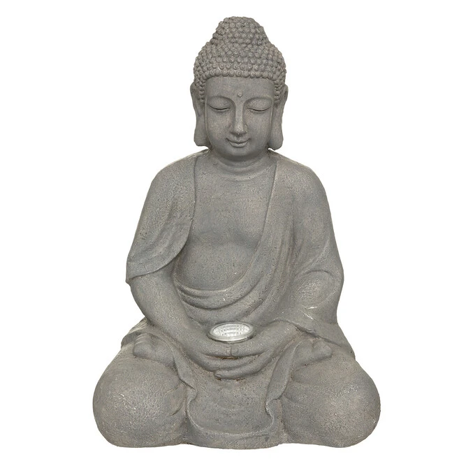 ATMOSPHERA Lampe D'extérieur Solaire Bouddha Ardoise 1 ATMOSPHERA Lampe D'extérieur Solaire Bouddha Ardoise
