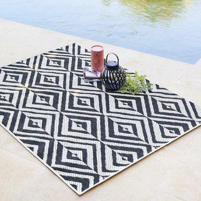 Tapis Extérieur Et Intérieur, Noir Et Blanc 1 Tapis Extérieur Et Intérieur, Noir Et Blanc