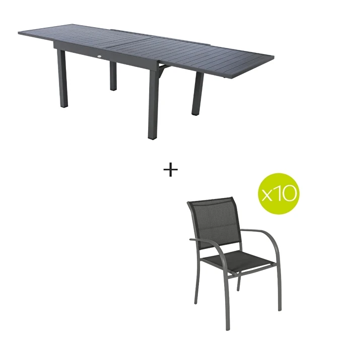 Ensemble Table De Jardin Extensible Piazza Graphite + 10 Fauteuils Piazza 2 Ensemble Table De Jardin Extensible Piazza Graphite + 10 Fauteuils Piazza – Image 2