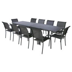 Ensemble Table De Jardin Extensible Piazza Graphite + 10 Fauteuils Piazza 12 Ensemble Table De Jardin Extensible Piazza Graphite + 10 Fauteuils Piazza -Maison du jardin Magasin 00W089011C
